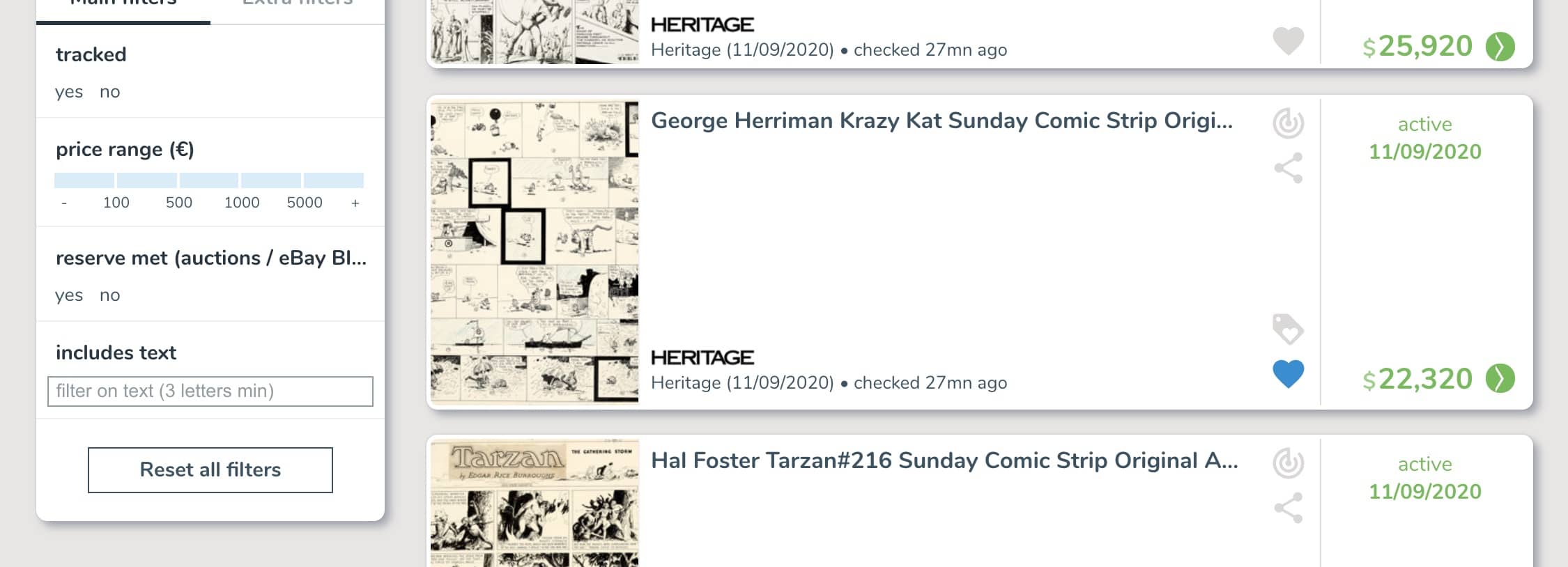 Add comic art to your tracking list on ComicArtTracker