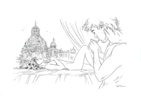 Jim | original large format drawing in India ink  - A night in Rome | Catawiki