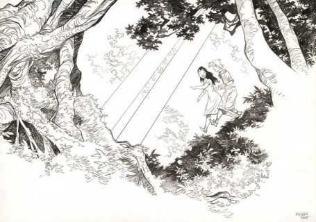 Olivier Pont | Illustration originale, ex-libris pour Canal BD - Le Rituel - Un putain de salopard | Daniel Maghen