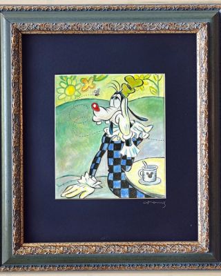 Tony Fernandez - 1 Œuvre encadrée - Goofy Inspired by Picasso’s "Harlequin leaning" (1901) - Hand Signed Original Artwork– Museum Framed | Catawiki
