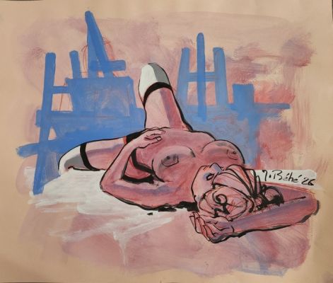 Béhé, Joseph - 1 Original colour drawing - Nu allongé - 2026 | Catawiki