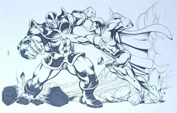 Mc Wyman - 1 Original drawing - Thanos - Vs Gladiator - 2011 | Catawiki