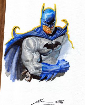 Ariel Olivetti - Batman classique - Hand Signed Original Acrylic Artwork (2024) | Catawiki