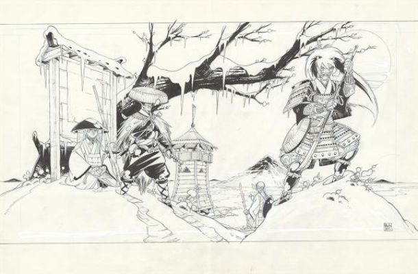 Hub - Illustration originale pour les pages de gardes des tomes 07 et 08 - Okko
