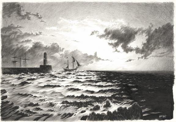 Riff Reb‘s - Illustration originale, dessin présent dans le cahier graphique de l‘édition de luxe - Kernok le pirate