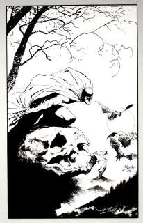 Bo Hampton Scott Hampton - Dark Knight Gallery #1 Published Pinup (Batman Standing on Giant Bat Skull!) 1992