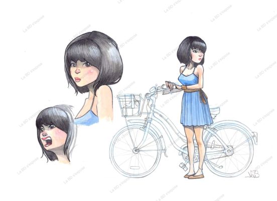 Nicolas Signarbieux | Dessin Original Emma la jeune fille à la bicyclette | La BD s’expose