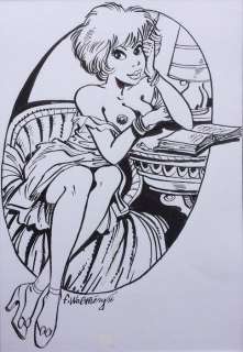 Walthéry, François | Grand Dessin original  - Natacha au livre  - encadré | Catawiki