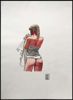 Milo Manara | Dessin original en couleur directe  - Jeune femme dénudée (2004) | Catawiki
