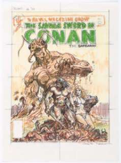 Earl Norem Savage Sword of Conan #70 Cover Color Rough Preliminary Artwork Original Art (Marvel, 1981). Earl - | Heritage
