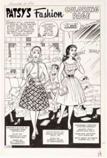 Al Hartley Patsy Walker #88 "Patsy’s Fashion Coloring Page" Illustration Original Art (Marvel, 1960). - | Heritage