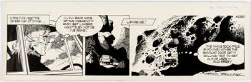 Frank Bellamy Garth Daily Comic Strip Original Art dated 1-10-74 (Daily Mirror, 1974). A landslide has our hero - | Heritage