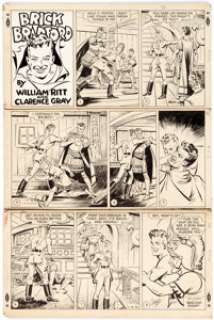 Clarence Gray Brick Bradford Sunday Comic Strip Original Art dated 11-18-45 (King Features Syndicate, 1945). -