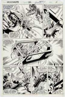 Pat Broderick and Armando Gil Micronauts #22 Page 15 Original Art (Marvel, 1980). Bug and Acroyear square off - | Heritage