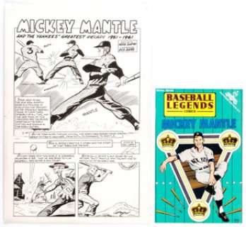 Dick Ayers Baseball Legends Comics #4: "Mickey Mantle" Partial Story Original Art Group of 15 - | Heritage