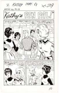 Stan Goldberg Kathy #26 Complete 4-Page Story "Kathy’s Pen Pal!" Original Art (Marvel, 1963).... (Total: 4 Original Art) | Heritage