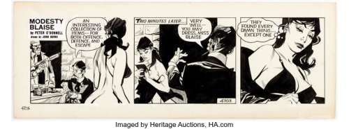 John M. Burns Modesty Blaise Daily Comic Strip #4703 Original Art (London Times Mirror, 1978).... | Heritage