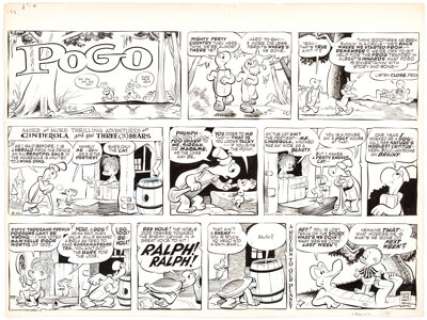 Walt Kelly Pogo Sunday Comic Strip Original Art dated 2-20-55 (Post-Hall Syndicate/Walt Kelly, 1955).... | Heritage