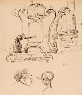 Heinrich Kley - "Surrealistic Composition" Sketch Original Art (1908)....