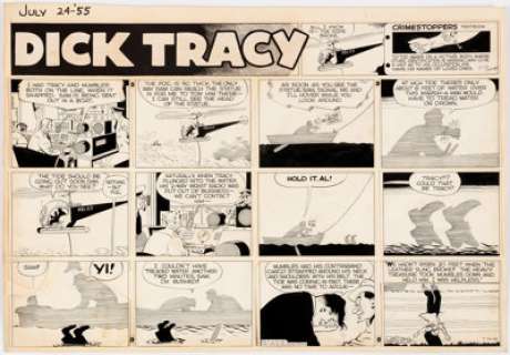 Chester Gould Dick Tracy "Death of Mumbles" Sunday Comic Strip Original Art dated 7-24-55 (Chicago Tribune, 1955).... | Heritage