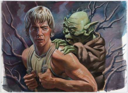 Steve Rude - Luke and Yoda from Star Wars Painting Original Art (2017)....
