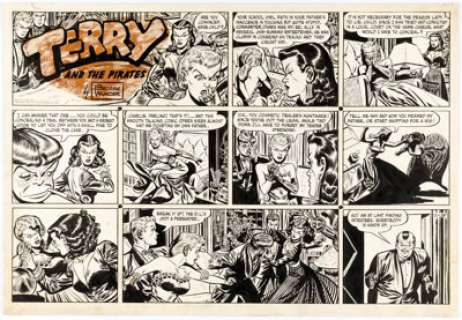 George Wunder Terry and the Pirates Sunday Comic Strip Original Art dated 12-28-47 (News Syndicate, 1947)....