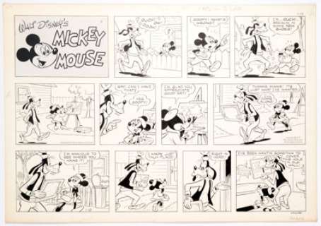 Floyd Gottfredson Mickey Mouse Sunday Strip Original Art dates 1-10-71 (Walt Disney, 1971). Includes the Sunday - | Heritage