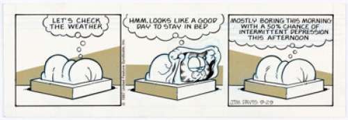 Jim Davis Garfield Daily Comic Strip Original Art dated 9-29-87 (United Feature Syndicate, 1987). The day’s - | Heritage