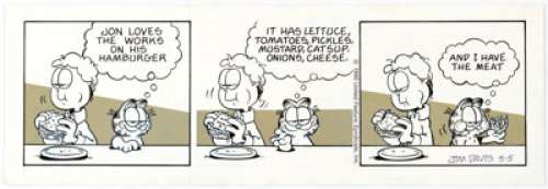 Jim Davis Garfield Daily Comic Strip Original Art dated 5-5-90 (United Feature Syndicate, 1990).... | Heritage