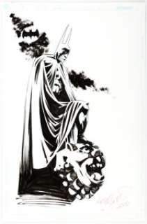 Kelley Jones - Batman Illustration Original Art (2000).  A moody illustration of the Gotham’s Guardian, by the - | Heritage