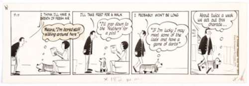 Alex Graham Fred Basset Daily Comic Strip Original Art dated 9-19-75 (Field Enterprises, 1975). It‘s a classic -