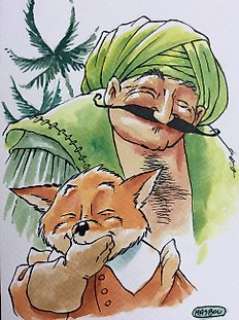 Masbou | Dessin original en couleurs directes  - Deux personnages centraux | Catawiki