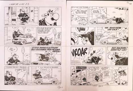 - - Double planche originale L‘AGENT 212 Tome 24 Agent de poche gag 463