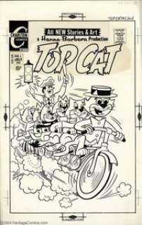 Ray Dirgo - Original Cover Art for Top Cat #5 (Charlton, 1971). The cats run a light on their bike. Board measures - | Heritage