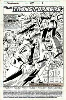 Dave Hunt, Jose Delbo - Transformers #59 P 1 Splash (Similar To Cover Scene! Grimlock Battles Megatron As 3 Other Bots Watch!)