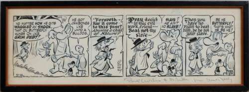Walt Kelly (American 1913-1973), "Pogo": Four Panel Comic Strip Dated 3-18 and signed and dated 1957 in strip and… | misc / divers