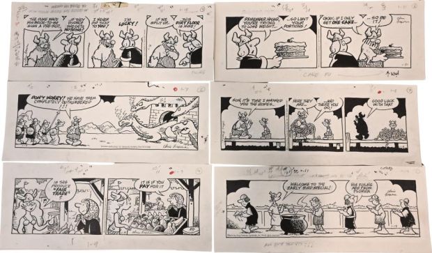 Lot 89 - 10 Chris Browne, Hagar the Horrible Daily Comic Strip Original Art Ink on paper, ten original multi-panel daily comic… | misc / divers