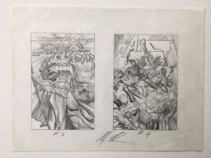 Alex Ross | Original art  - 2 very detailed cover prelims Avengers and Superpowers on one sheet of paper  - signed  - (2010) | Catawiki