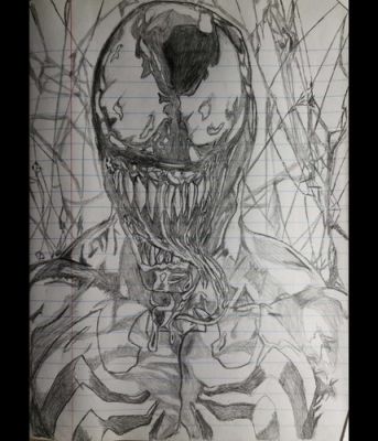 Original Venom Hand-Drawn Pencil Sketch Drawing on Graph Paper, 9.75 x 7.5 | eBay US (Buy It Now)