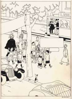 Studios Hergé - Originele tekening - Quick et Flupke + publicatie - (Â± 1980) | Catawiki