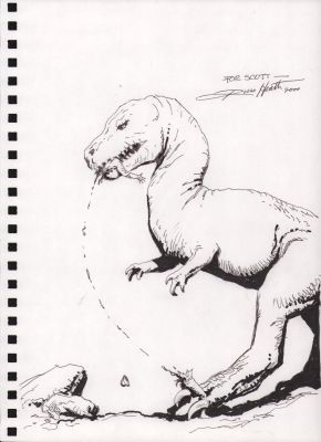 Russ Heath | T-Rex Ripping Man in Half Commission - Signed - 2000 | Anthony’s Comic Book Art