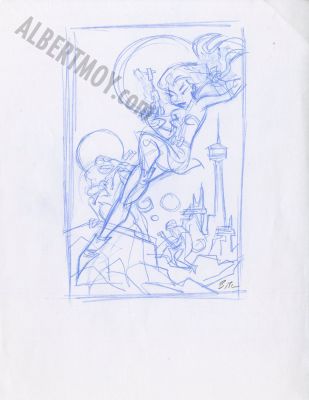 Bruce Timm | Science Fiction Rough Blue Pencil Page 167 | Albert Moy