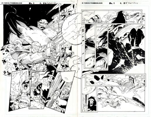 Mark Pajarillo - X-Force / Youngblood #1 P 26-27 Dps (Great Battle Page with Both Team Members!)