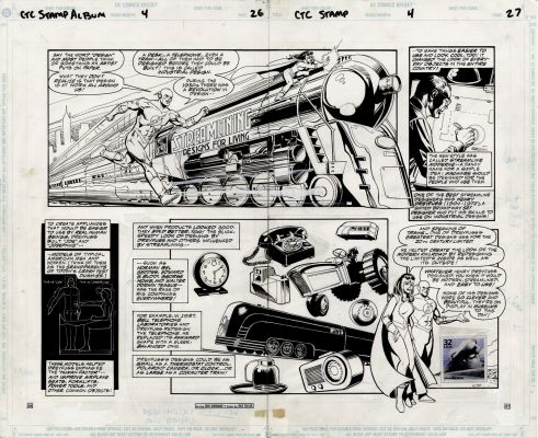 Dick Giordano | Celebrate the Century ’Super Heroes Stamp Album’ #4 Double Spread ( | Romitaman