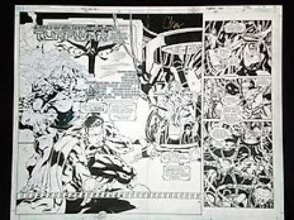 Josh Hood - x4 Original Art Pages - Superman: Man of Steel #124 - Double Page Spread (2002) - with extras 