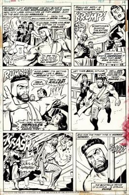John Buscema, Mike Esposito | Thor #224 P 14 (Hercules in Every Panel As the Destroyer Busts Through a Wall!) 1974 | Romitaman