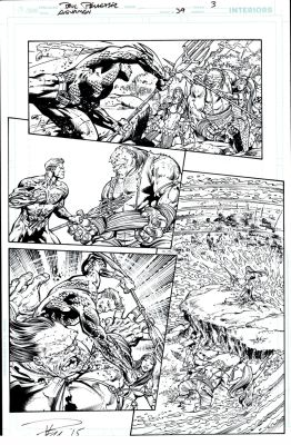 Paul Pelletier, Wayne Faucher | Aquaman #39 P 3 (Awesome 4 Panel Aquaman Battle Page!) 2014 | Romitaman