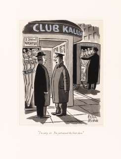 Peter Arno and dancing girls, drawn for The New Yorker