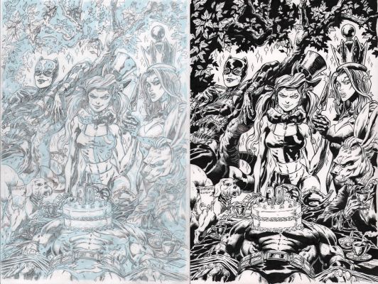 Brian Level, Jay Leisten | Harley Quinn 30Th Anniversary Special Variant Cover 2Pc Pencils & Inks - Signed - 2022 | Anthony’s Comic Book Art