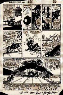 Joe Rubinstein, Ron Frenz | Amazing Spider-Man #256 Last Page (Only Page in Book with Black Symbiote Spider-Man in Every Panel Battling, with Puma Also Shown!) 1984 | Romitaman